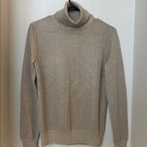 Women J. Crew sparkly Tan Turtleneck Sweater